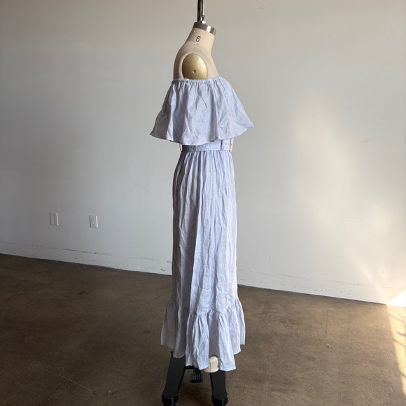$289 NWT Lusana “Kate” Linen Maxi Dress in Misty Blue Sz Small - Picture 8 of 14